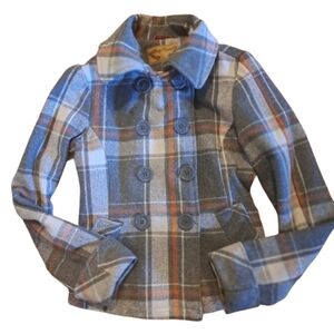 Vtg 90's Body Central Lined Plaid Wool Flannel Midweight Crop Jacket SZ XS/ Sm